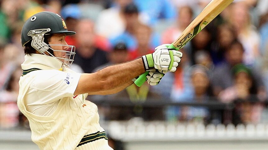 Ricky Ponting pulls to the boundary during day one of the Boxing Day Test.