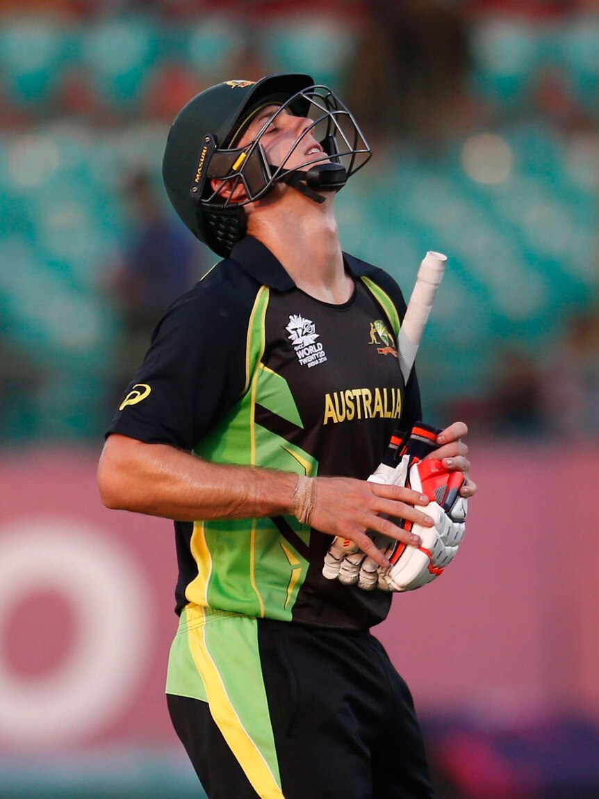 Mitchell Marsh reacts after losing his wicket