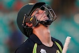 Mitchell Marsh reacts after losing his wicket