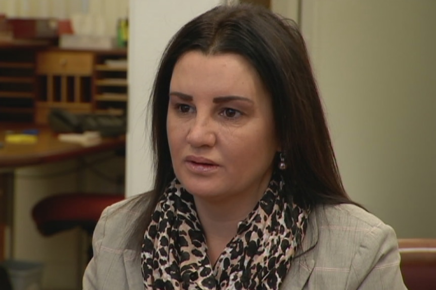 Senator Jacqui Lambie being interviewed by 7.30 at Parliament House on 13 June 2017