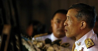 Thailand's Crown Prince Maha Vajiralongkorn watches the annual Royal Ploughing Ceremony