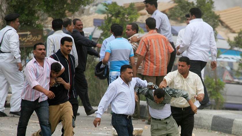 Swine flu pig cull protests in Cairo, Egypt, on May 3, 2009