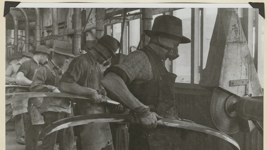 Bumper bars being made by Holden staff at the Woodville plant.