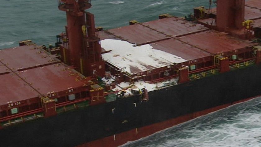 The EPA says the oil slick is a greater concern than the lost cargo.