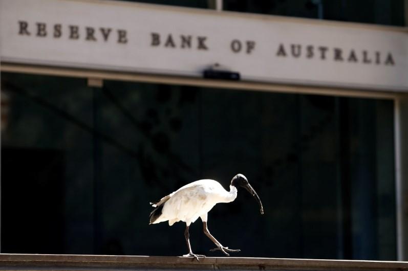 An ibis bird perches next to the Reserve Bank of Australia headquarters in central Sydney, Australia February 6, 2018.