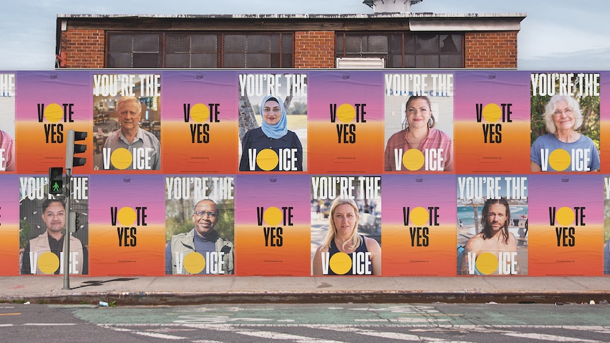 Posters of different Australians saying You're The Voice and Vote Yes