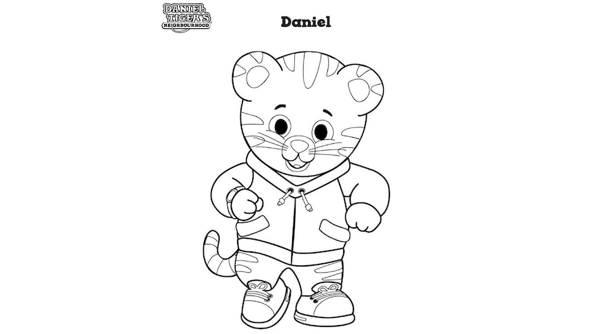 Colouring in image of Daniel Tiger