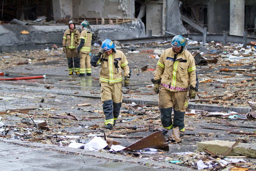 Rescue workers in Oslo ruins