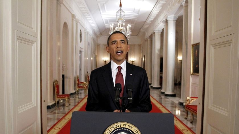 Barack Obama announces the death of Osama bin Laden.
