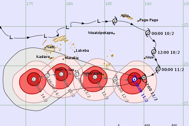 A maps shows the projected path of Cyclone Gita.