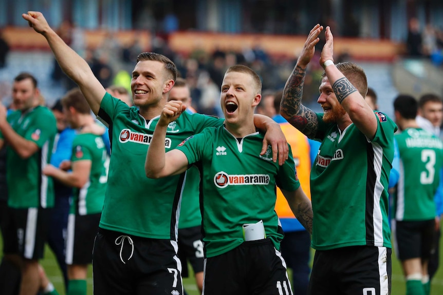 Lincoln City celebrates FA Cup fifth round win