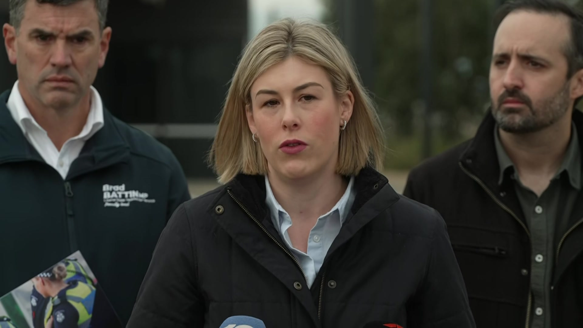 Jess Wilson at a press conference