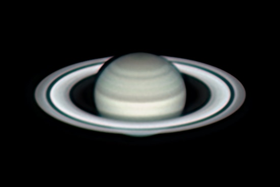 A close up image of Saturn.