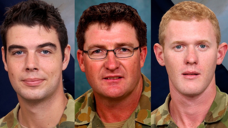 (L to R) Sapper James Martin, Lance Corporal Stjepan 'Rick' Milosevic, and Private Robert Poate