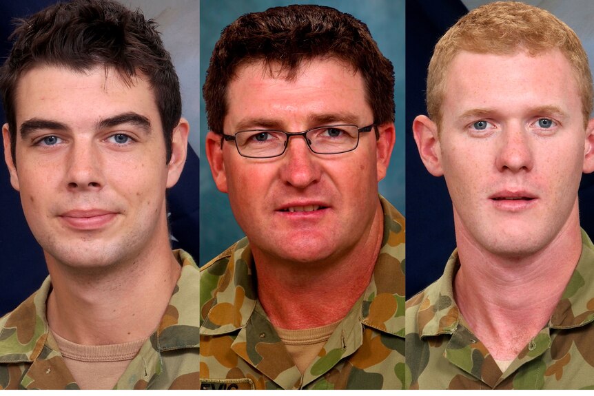 (L to R) Sapper James Martin, Lance Corporal Stjepan Milosevic, and Private Robert Poate