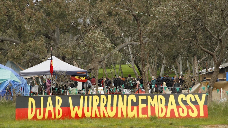 One of the protest camps set up along the section of the Western Highway near Ararat.