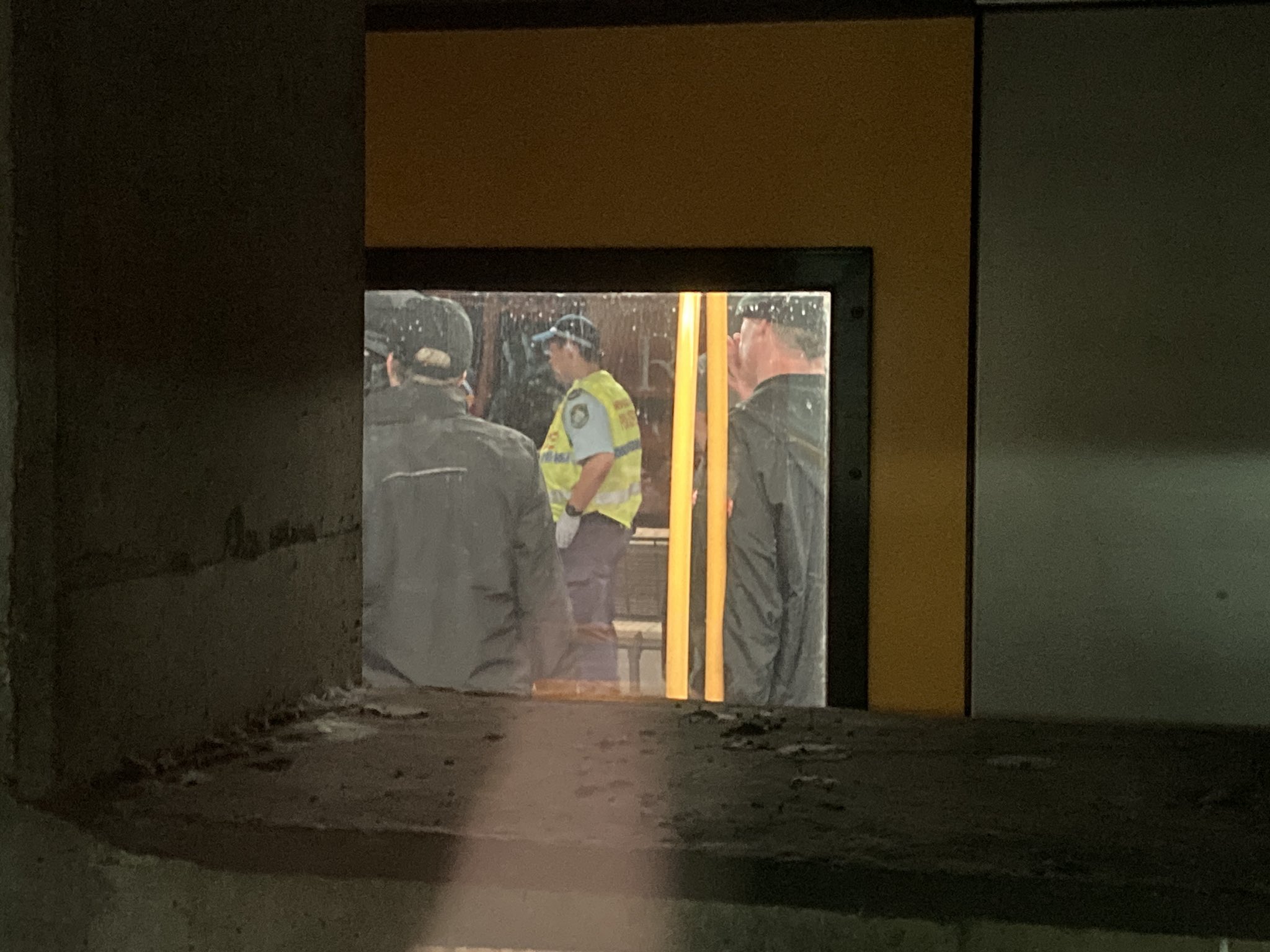 NSW Police board a train at North Sydney station afte a group of men wearing balaclavas 