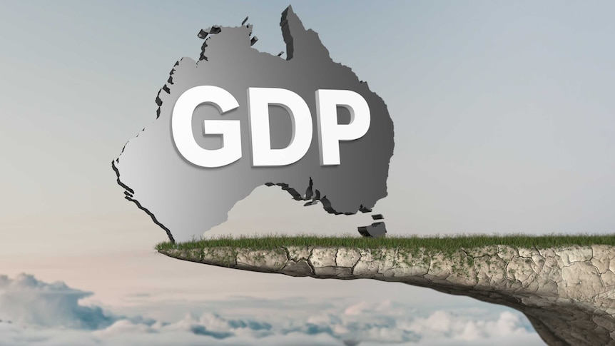 A pictorial representation of Australian GDP sitting on the edge of a cliff.