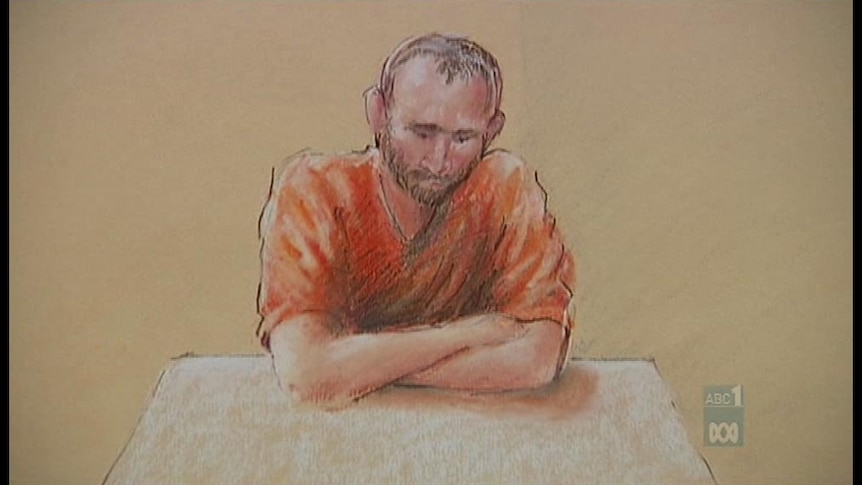 A court sketch of accused fire-bomber Bird