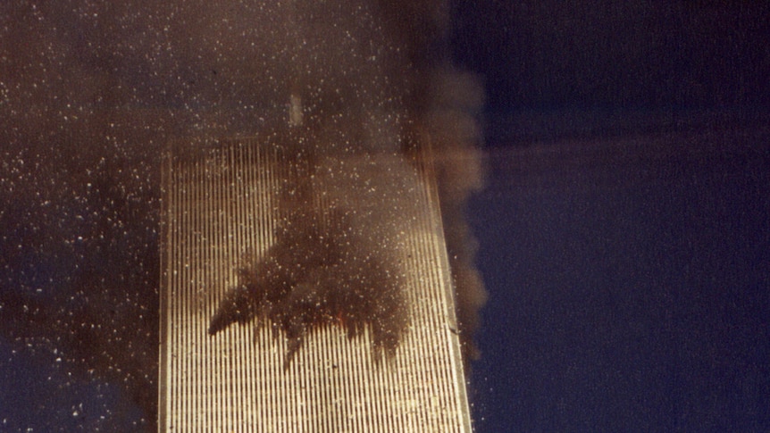 Penny took this photo of the north tower of the World Trade Centre shortly after Flight 11 struck on September 11.