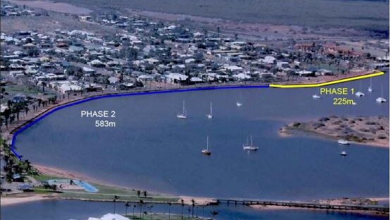 A photo with highlighted lines shows a total of 800 metres of the waterfront is in need of repair