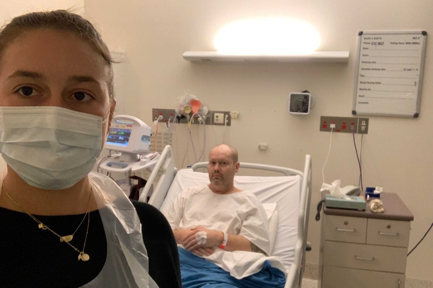 Reanna and Dave Roberts in the hospital room