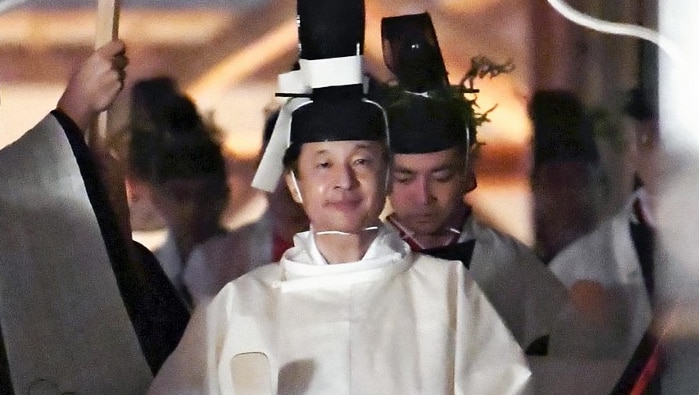 Japan's Emperor Naruhito goes to Sukiden to attend Daijosai thanks giving ceremony at Imperial Palace in Tokyo
