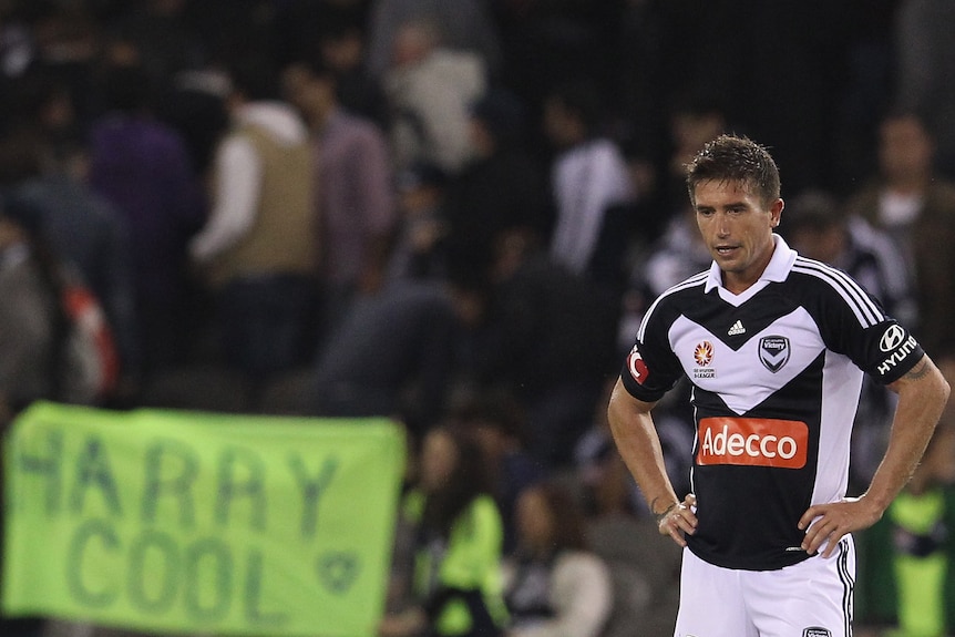 Poor performance ... Harry Kewell looks on after the final whistle after the Melbourne derby ended goalless.