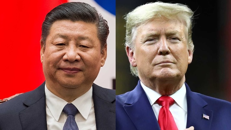 A composite image of Chinese President Xi Jinping and US President Donald Trump.