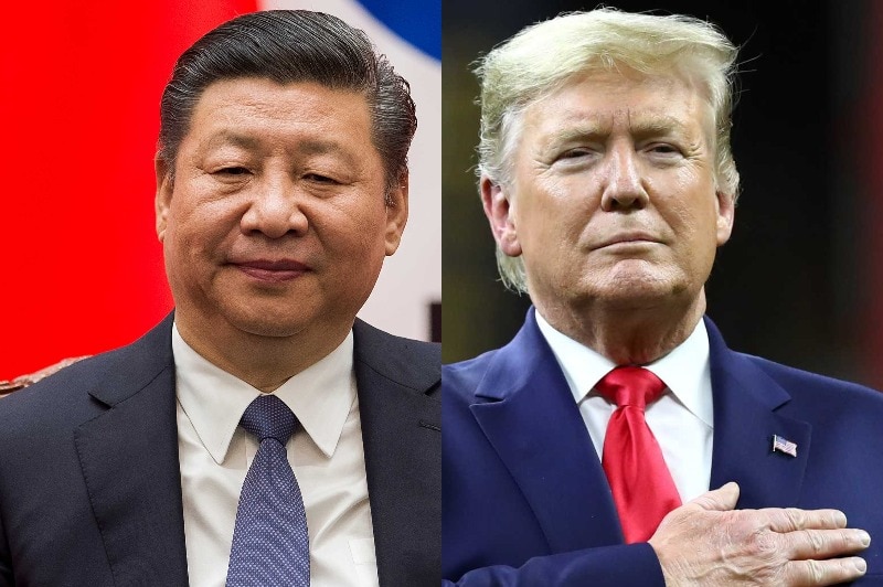 A composite image of Chinese President Xi Jinping and US President Donald Trump.