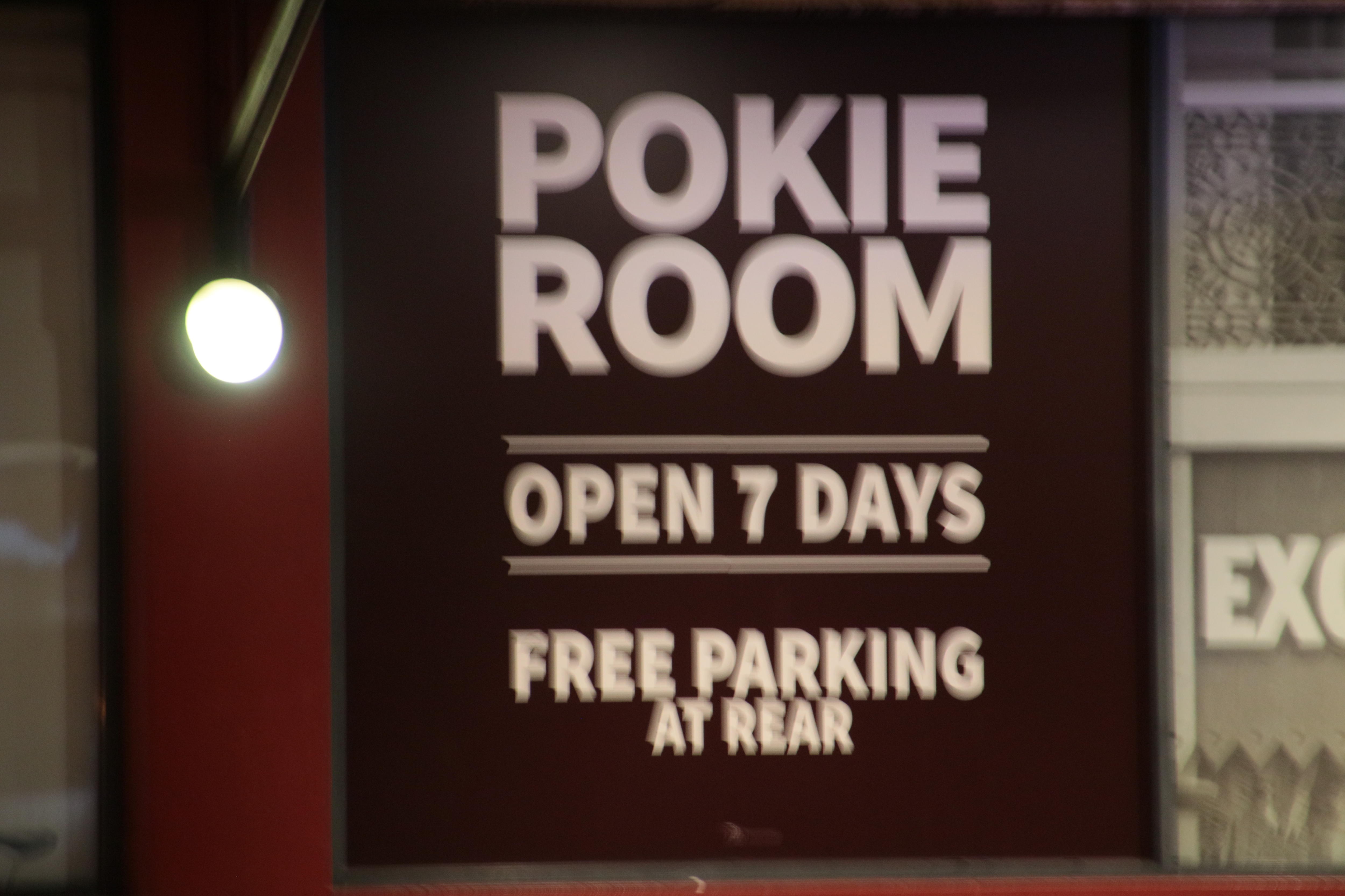 The Royal Exchange Hotel gaming room sign