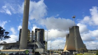 Steam pumps from the chimney of a power station