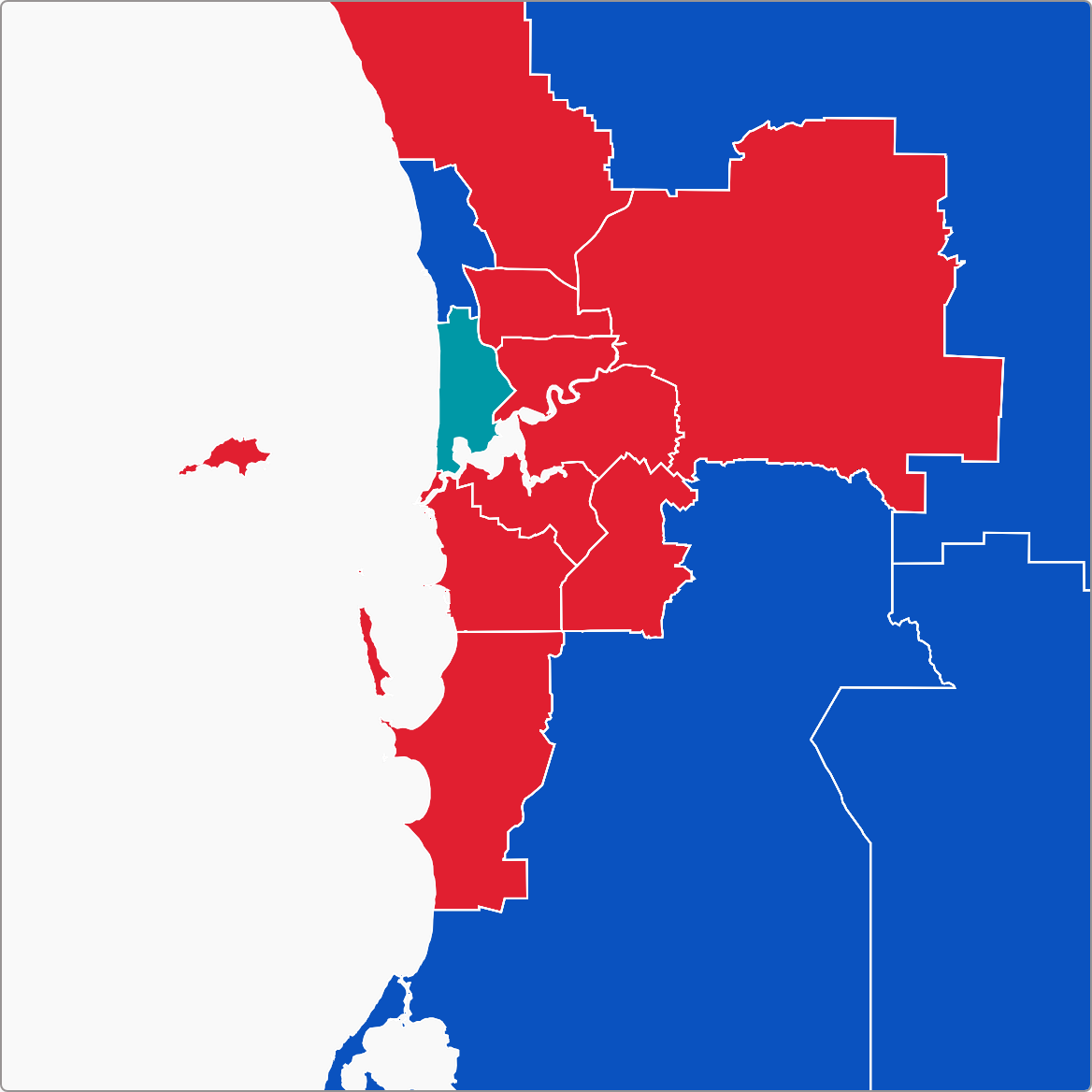 A map of perth after the 2022 Federal Election.