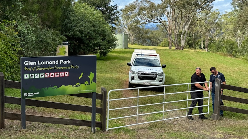 Police open a rural gate