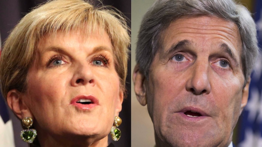 A composite image of Foreign Minister Julie Bishop and US Secretary of State John Kerry.