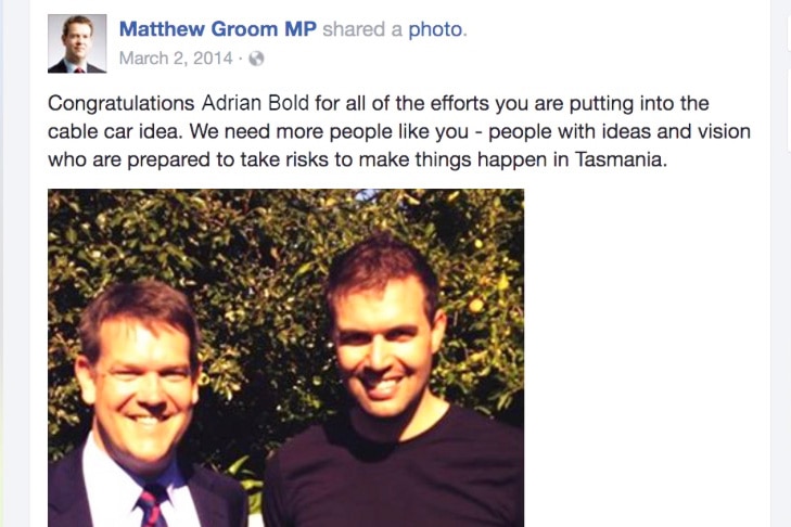 Facebook post on Matthew Groom's page.