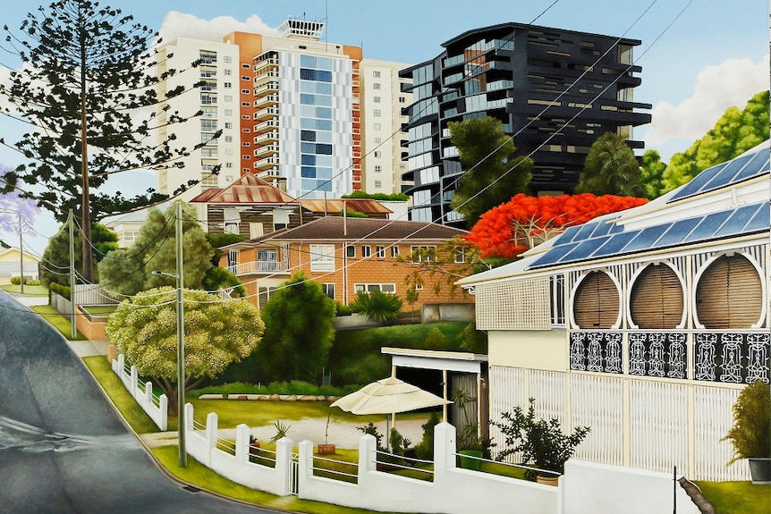 Artwork of Brisbane streetscape