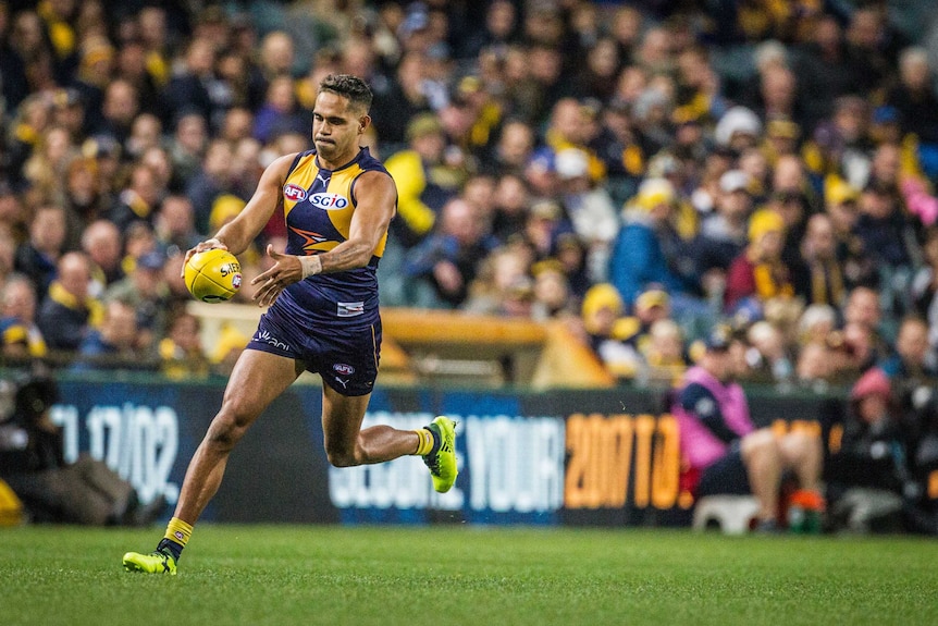 Lewis Jetta of the West Coast Eagles against Carlton at Subiaco.