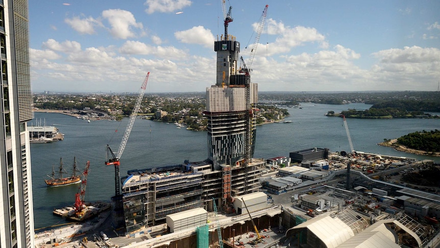 Crown Casino's Barangaroo development, pictured here in April, is set to be finished in 2021.