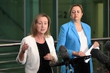 Yvette D'ath and Annastacia Palaszczuk at a press conference. 