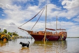 Wooden ship in water at Carnarvon