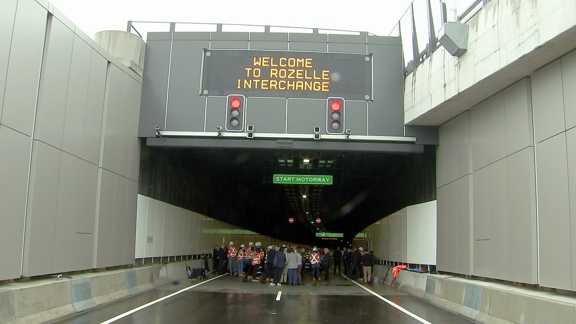the outside of the Rozelle interchange with a sign that reads welcome to rozelle interchange