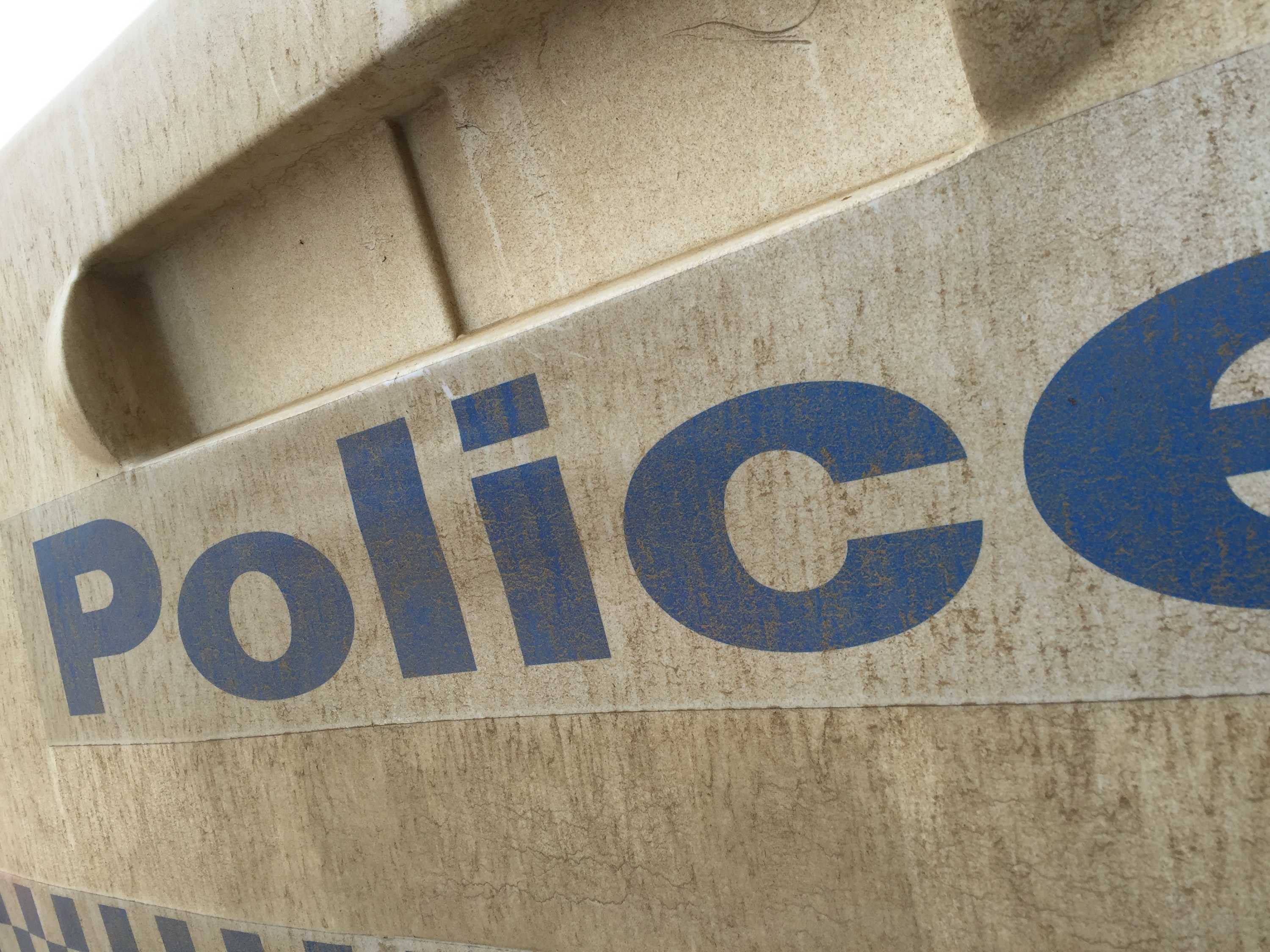 Tasmania Police mudsplattered car decal generic.