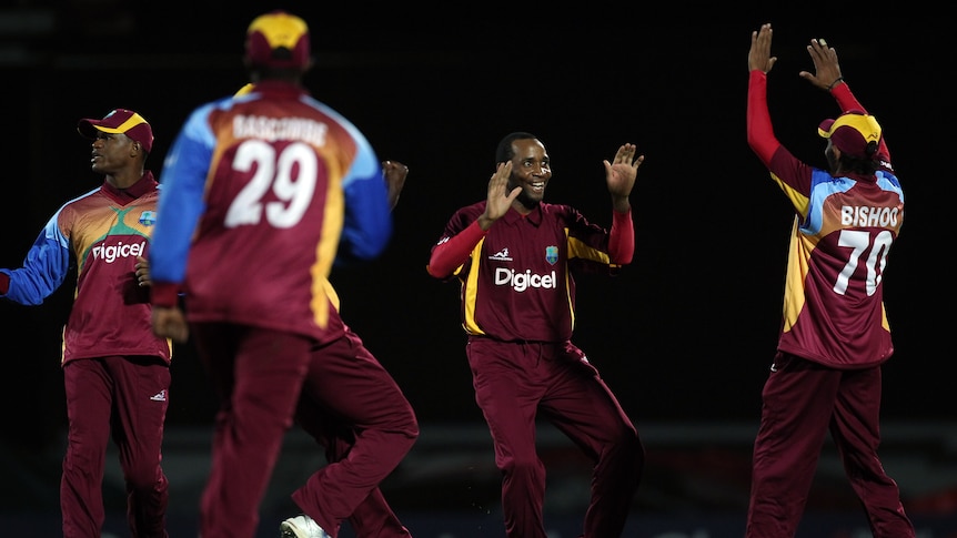 Devastating debut ... Garey Mathurin claimed 3 for 9 in his first spell at the international level.