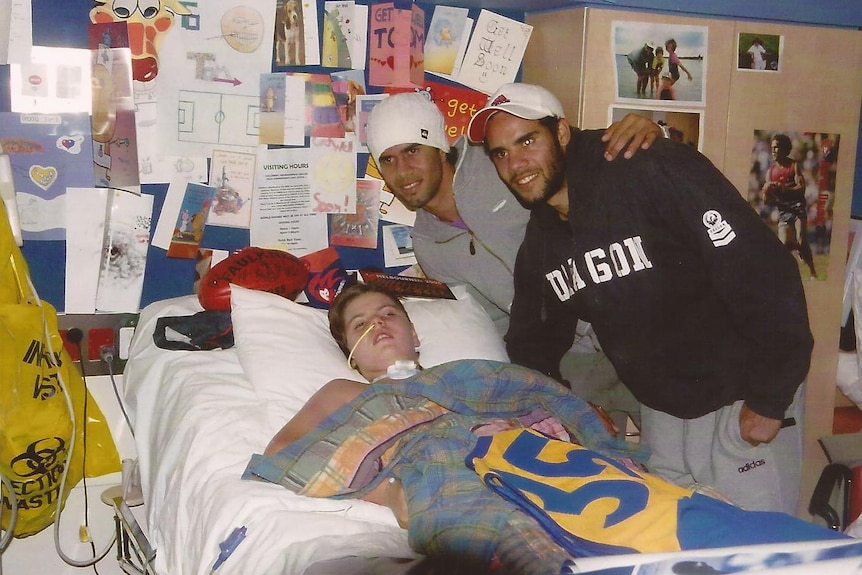 Tommy Quick in hospital after having a stroke at 12 years old 