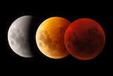 Three phases of moon during eclipse