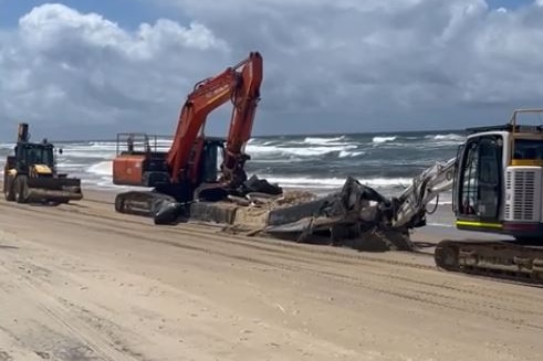 heavy machinery on a beach
