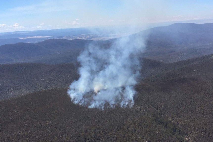 Aerial view of the bushfire at Mount Clear.