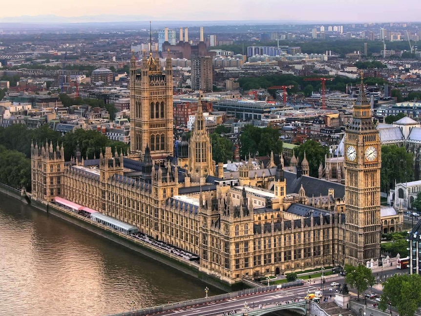 The Houses of Parliament in London, England.