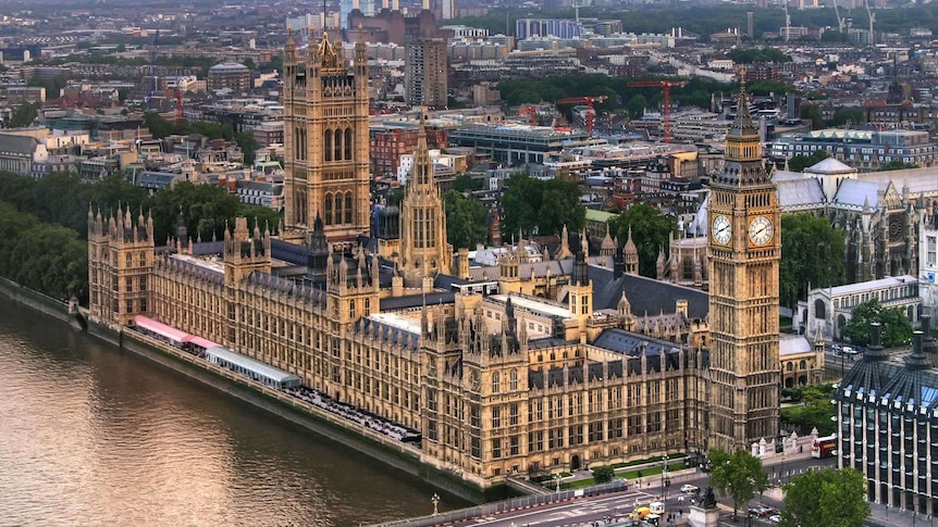 The Houses of Parliament in London, England.